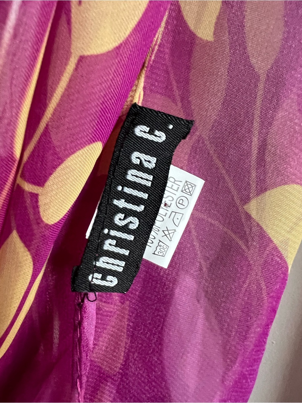 5/$20 Christina C Pink Purple Yellow Floral Sheer Lightweight Scarf Wrap Y2K - Picture 3 of 3